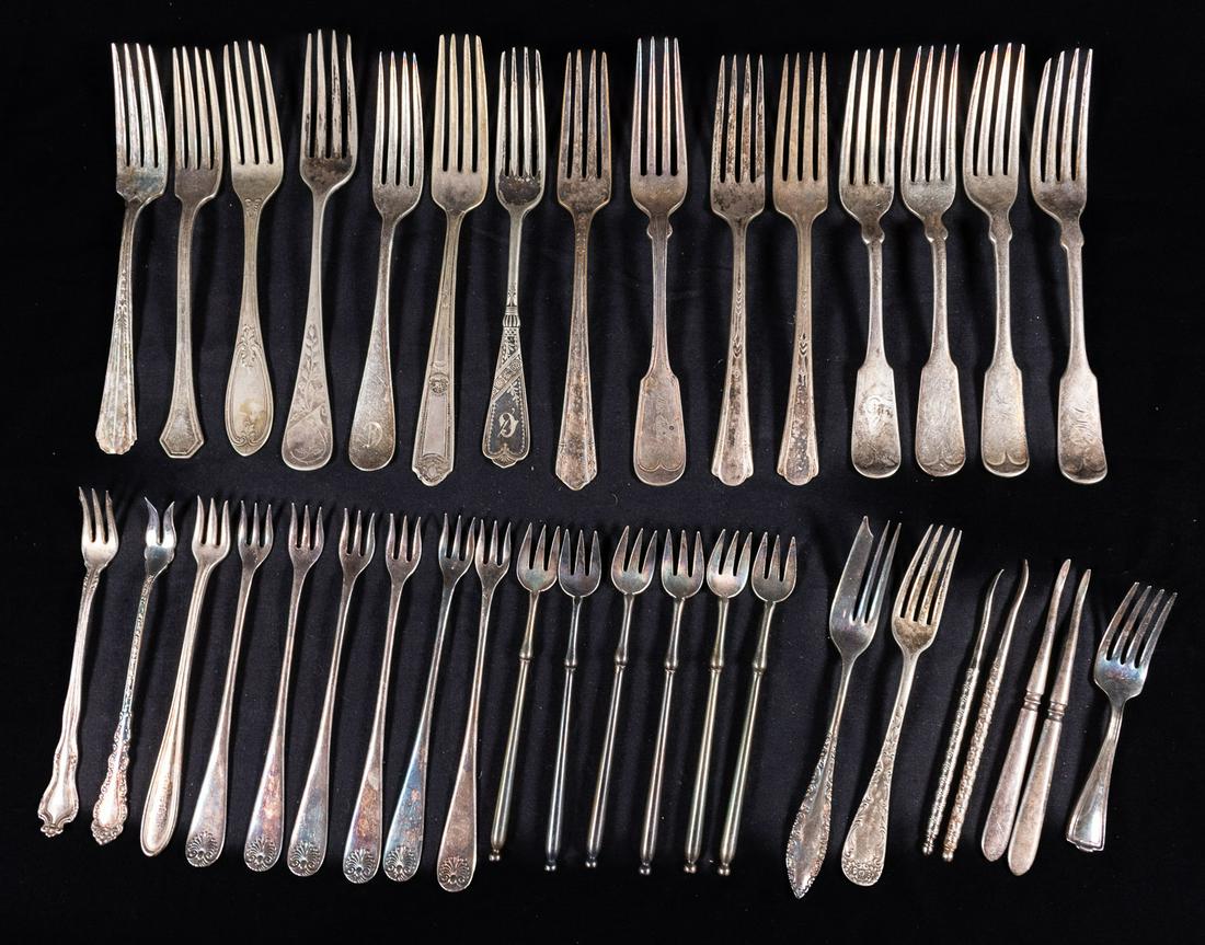 Silver Plate Forks of Assorted Patterns, 35 pcs. (1 of 2)