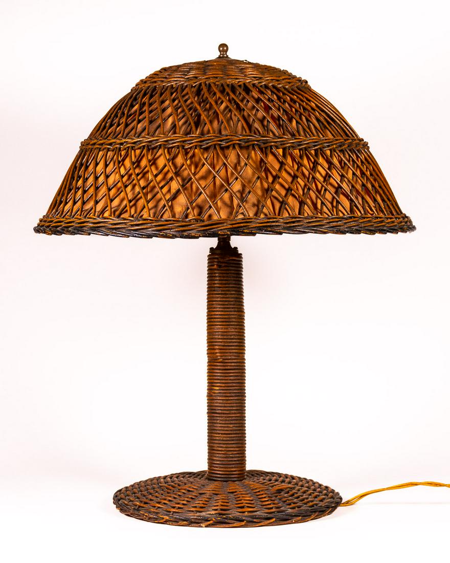 Arts & Crafts Wicker or Rattan Table Lamp (1 of 5)