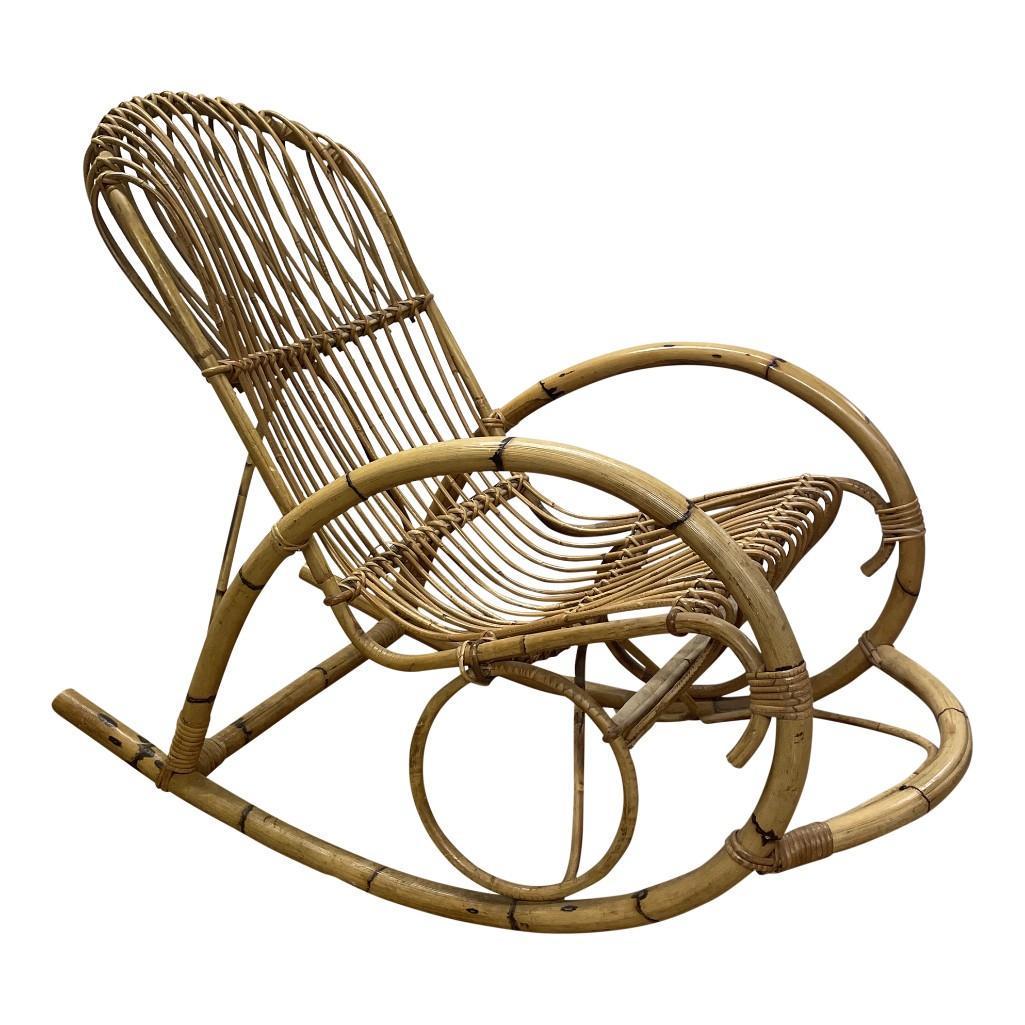 Vintage Woven Bamboo Rattan Rocking Chair (1 of 12)