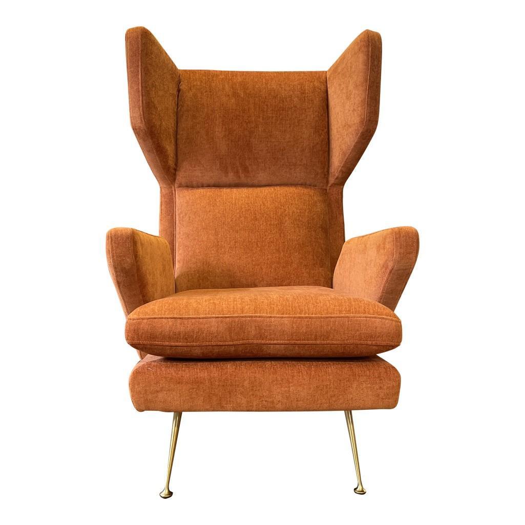 Mid-Century Style Orange Wingback Armchair (1 of 8)