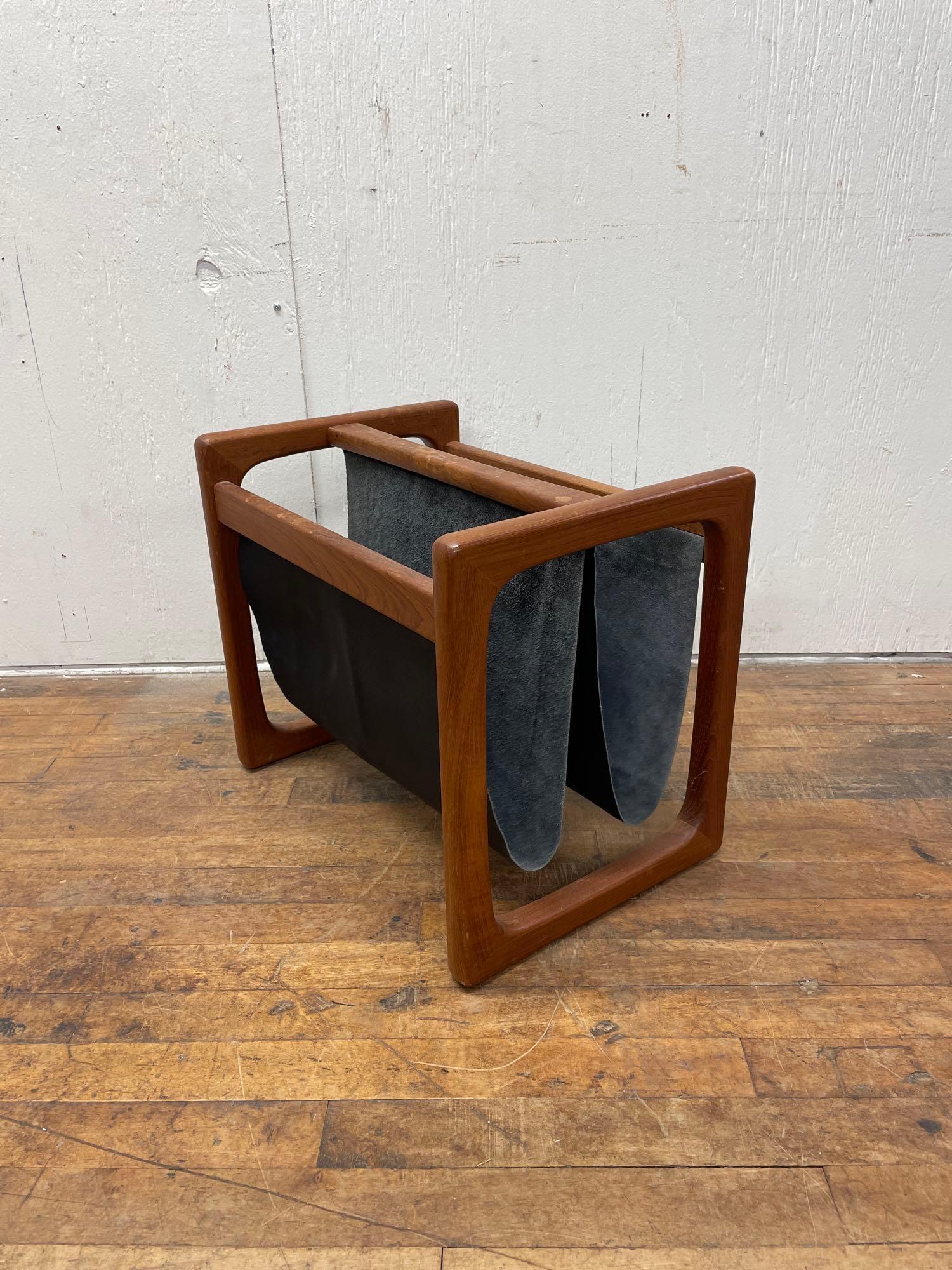 Danish Teakwood and Leather Magazine Rack (1 of 6)