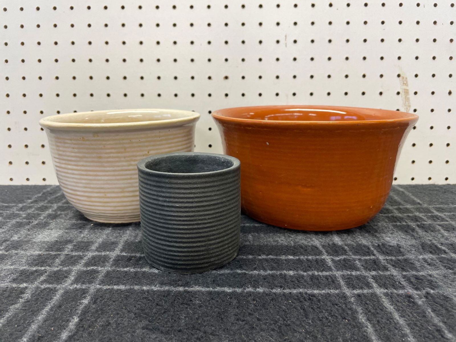 Three Zanesville Stoneage Modern Homespun Planters (1 of 14)