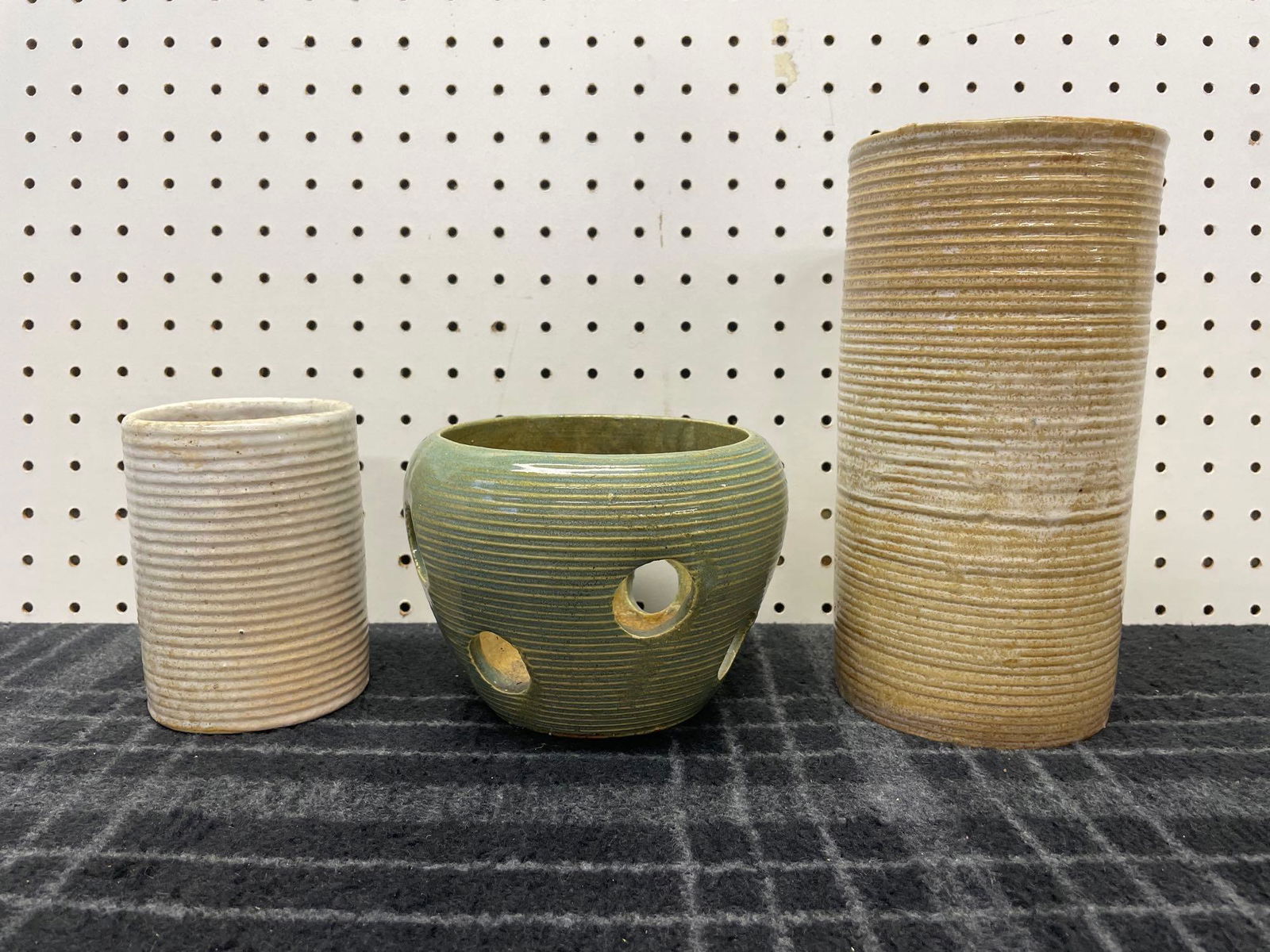 Three Zanesville Stoneage Modern Homespun Planters (1 of 12)