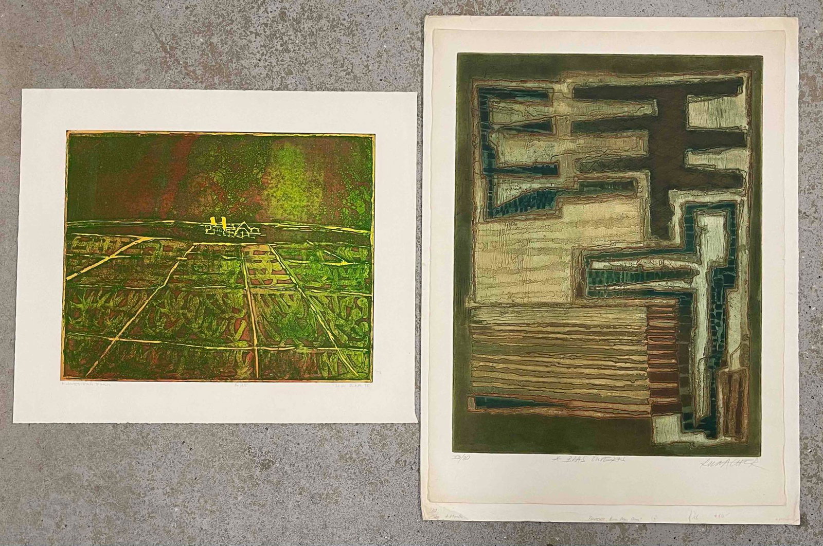 Two Signed Abstract Etchings (1 of 9)