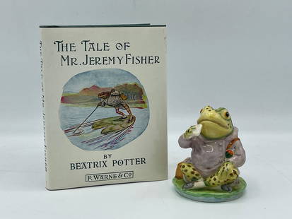 Beswick Beatrix Potter Jeremy Fisher: Beatrix Potter's "Jeremy Fisher" F. Warne & Co. Ltd. Copyright 1948. Includes a porcelain figurine by Beswick England, and "The Tale of Jeremy Fisher" book by Beatrix Potter. Has original green box.