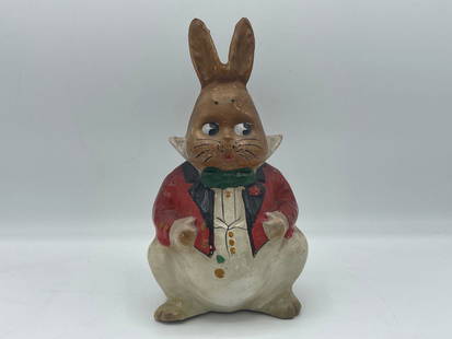 Peter Rabbit Composition Figure: An early hand-painted Peter Rabbit composition figure. 9 in tall x 4-1/2 in wide.