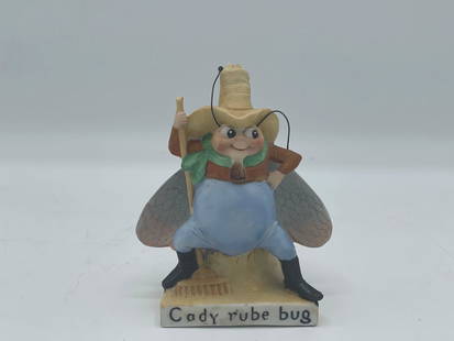 Cady Rube Bug Figurine: A Harrison Cady Cady Rube Bug bisque porcelain figurine by the Rudolstadt firm of Schafer & Vater. 5 in tall x 3 in wide.