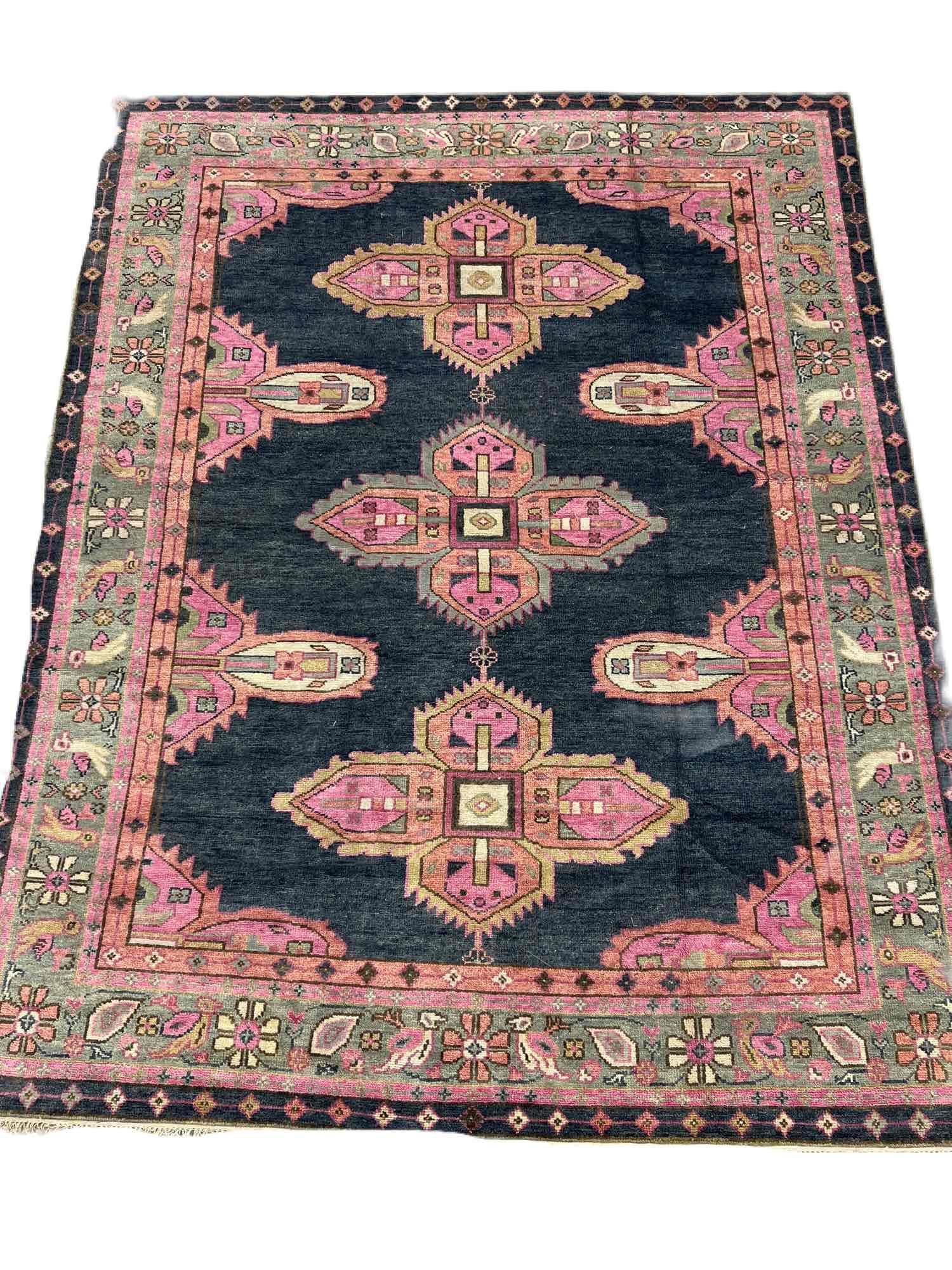 Turkish Three Medallion Carpet, 9ft x 12ft (1 of 5)