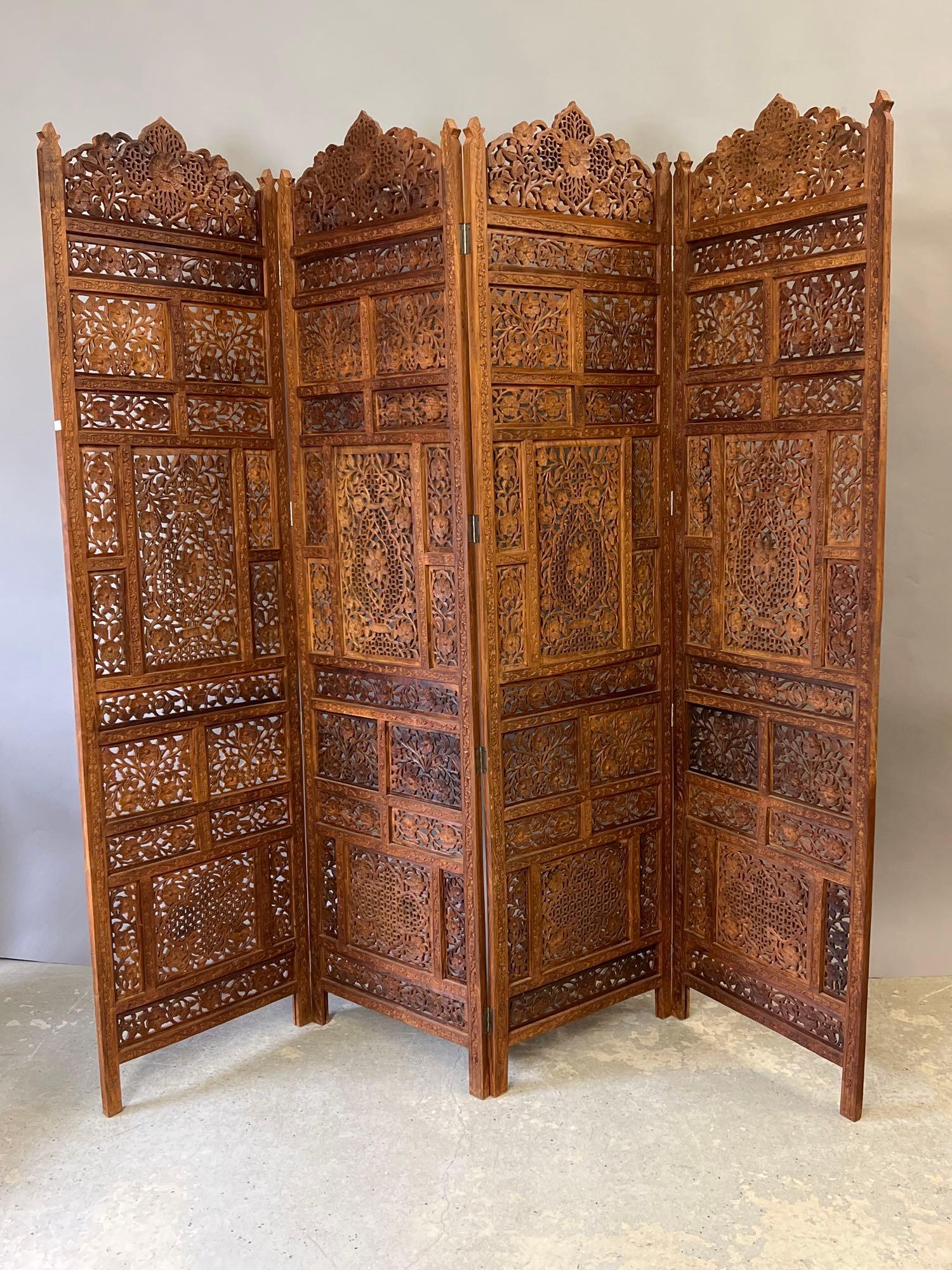Indo-Persian Carved Teak Screen (1 of 6)