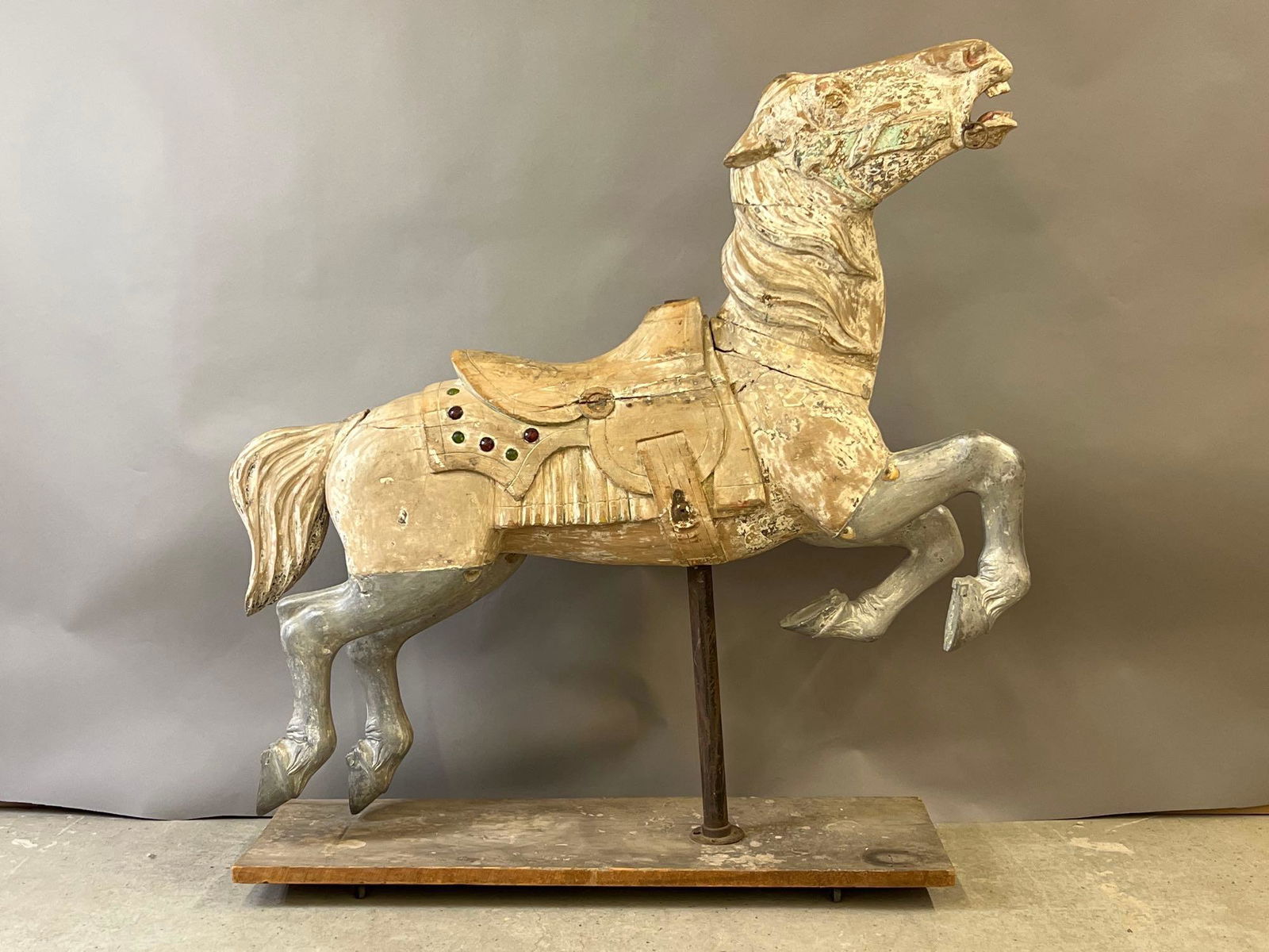 Carved Wood and Cast Aluminum Carousel Horse (1 of 6)
