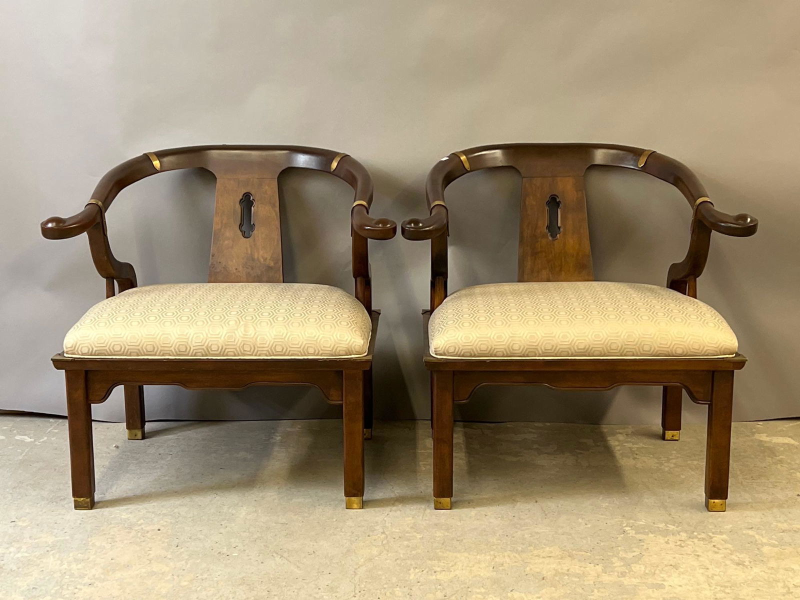 Pair of Asian Decorator Low Lounge Chairs (1 of 5)