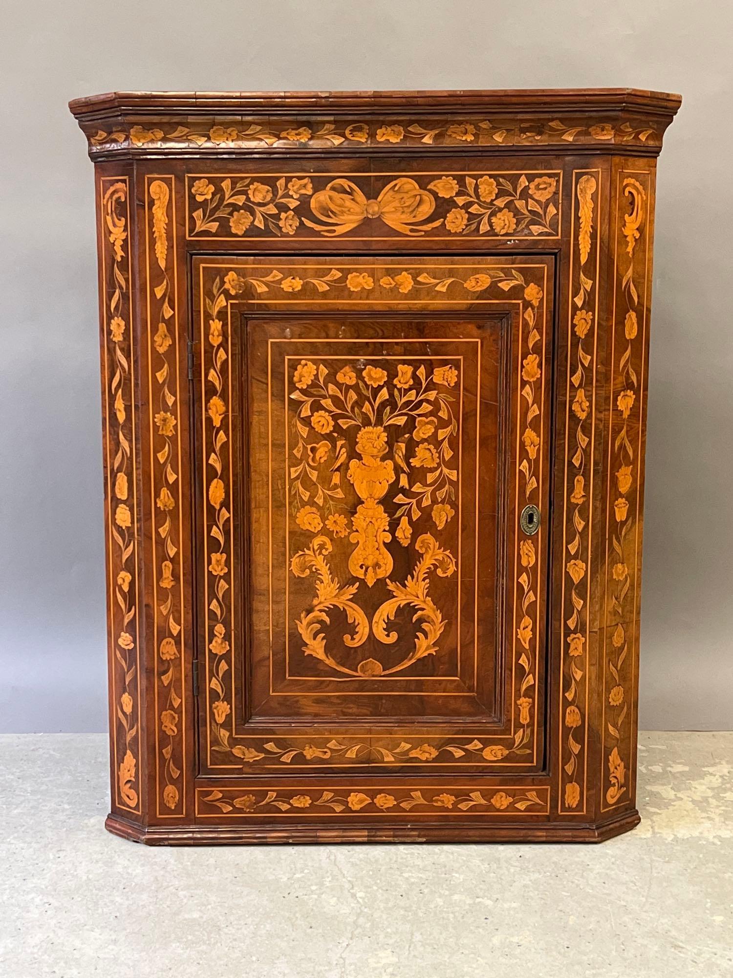 Dutch Marquetry Hanging Corner Cupboard (1 of 6)