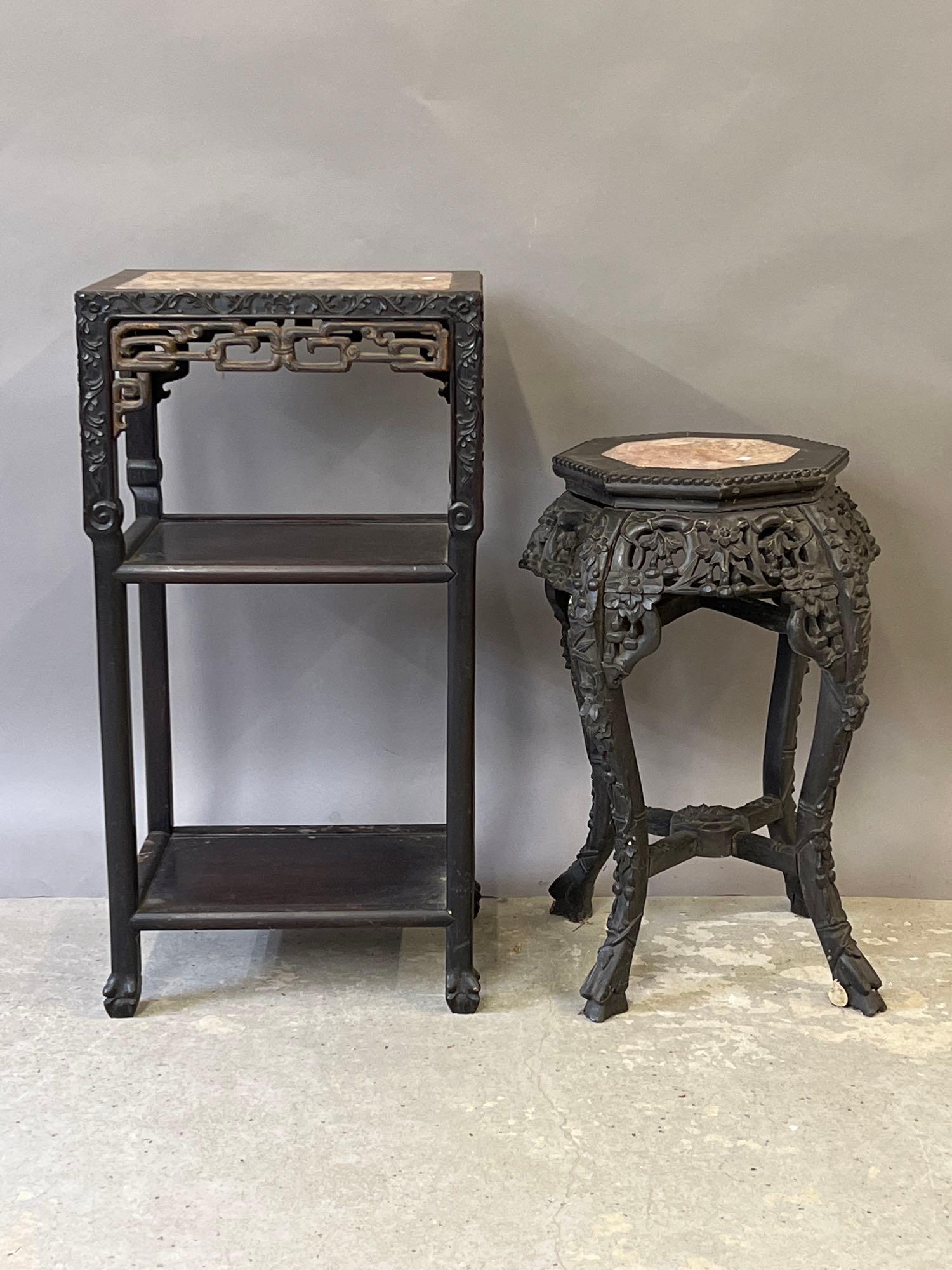 Two Chinese Marble Inset Fern Stands (1 of 5)