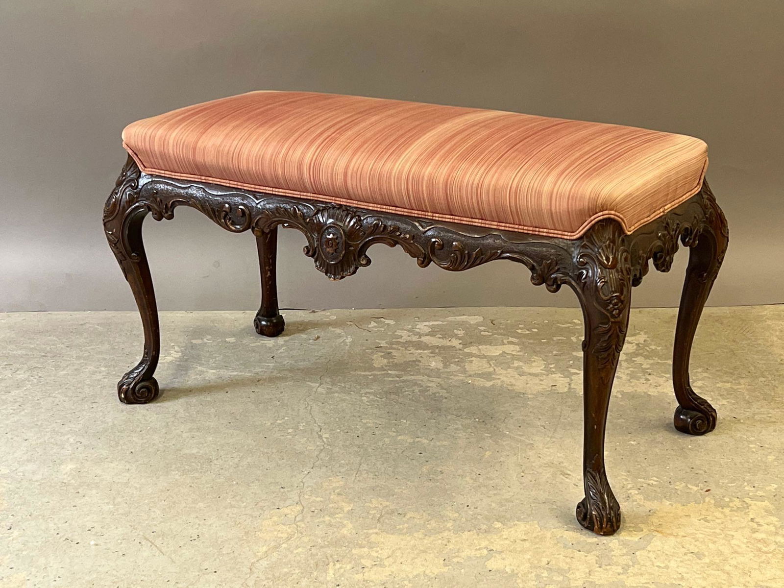 Georgian-style Carved Mahogany Bench (1 of 6)