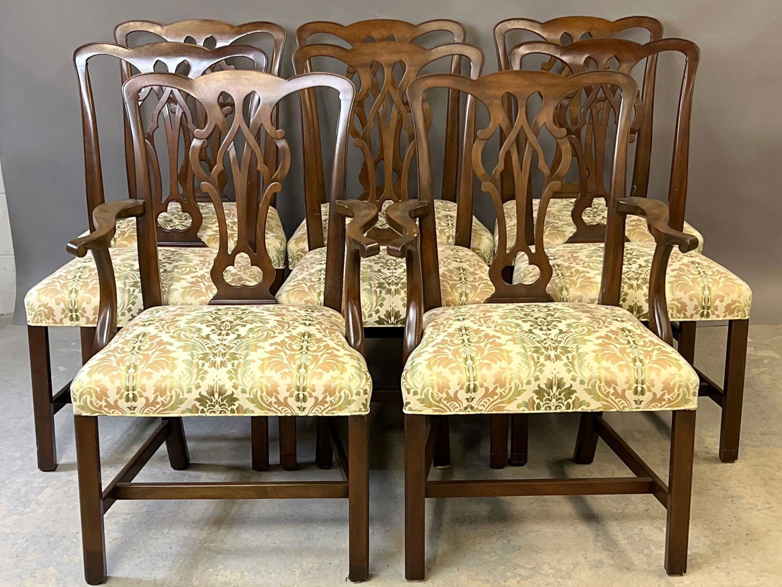 Eight Chippendale-style Mahogany Dining Chairs (1 of 5)