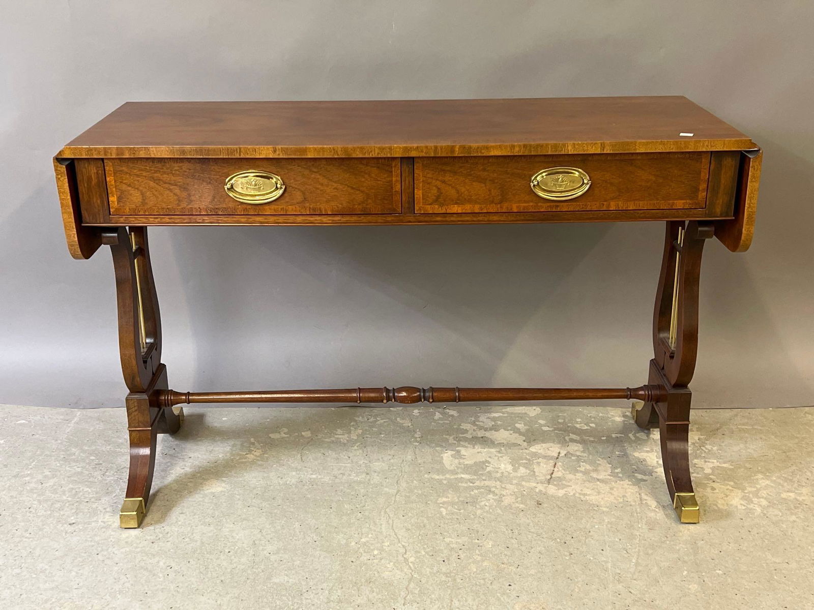 Baker Lyre-Base Mahogany Console Table (1 of 5)