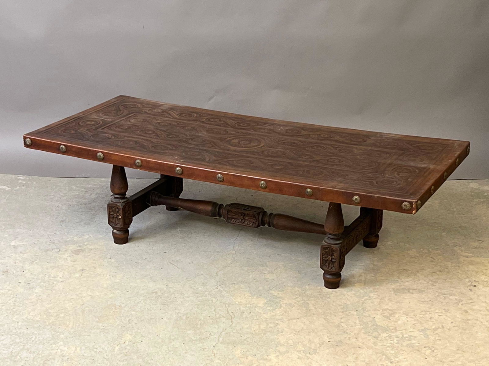 South American Tooled Leather Cocktail Table (1 of 4)