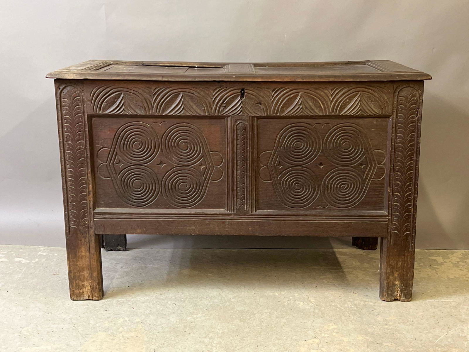 18th C. Carved Oak Coffer (1 of 6)