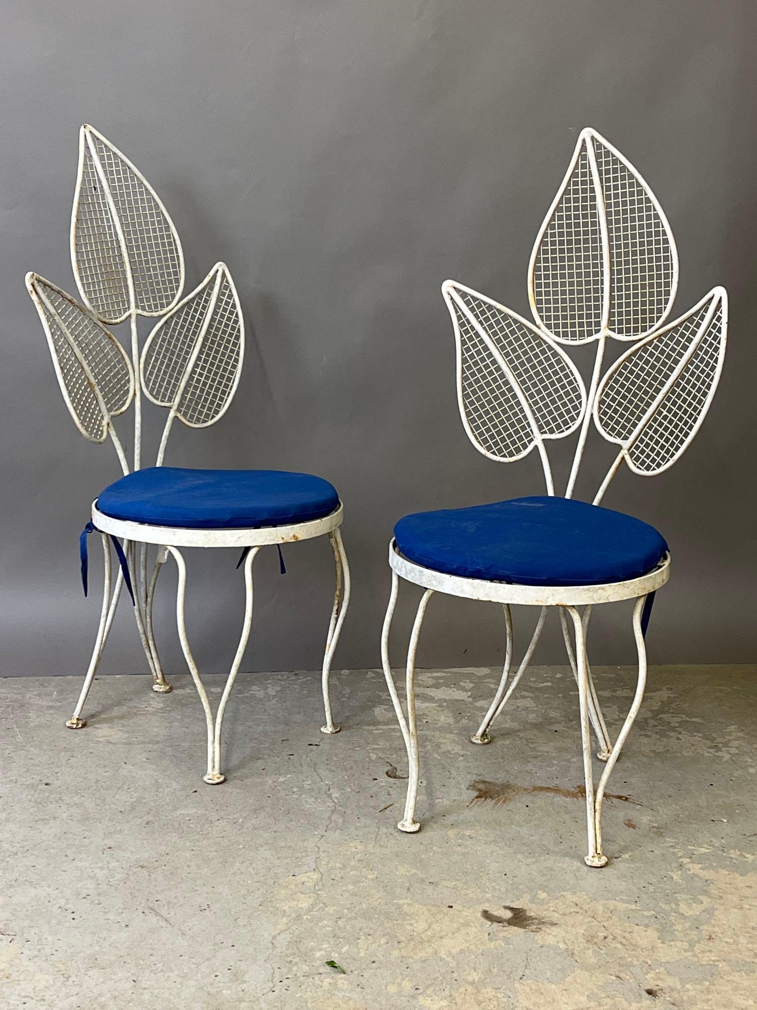 Pair of Salterini Wrought Iron Leaf Side Chairs (1 of 5)