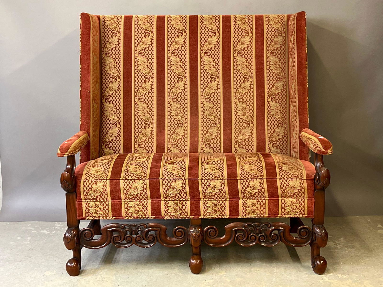 Baroque-style Mahogany Settee (1 of 5)