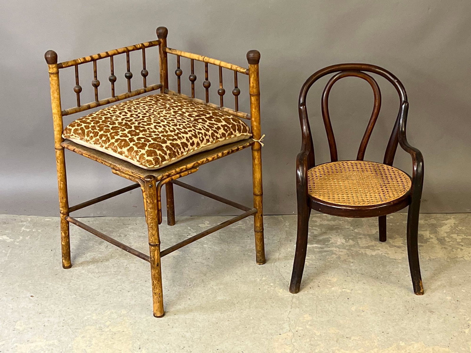 Victorian Bamboo Corner Chair and Bentwood Chair (1 of 6)