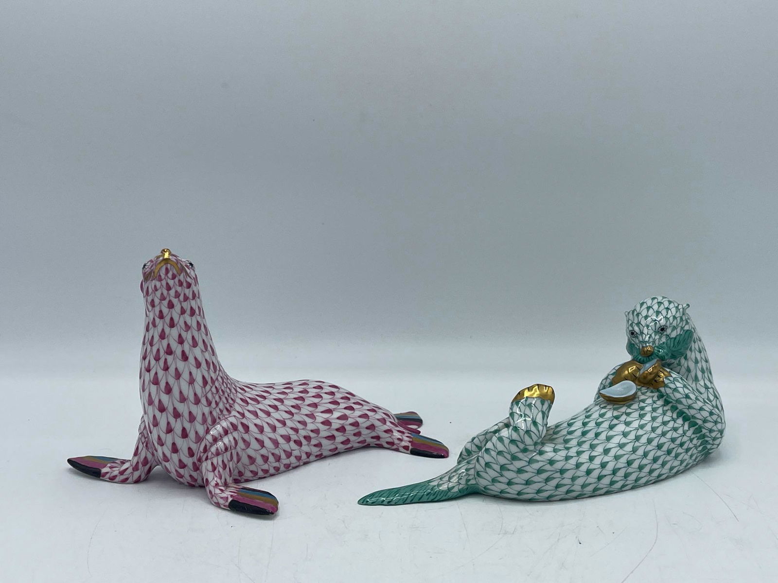 Two Herend Porcelain Figures: Otter and Seal (1 of 6)