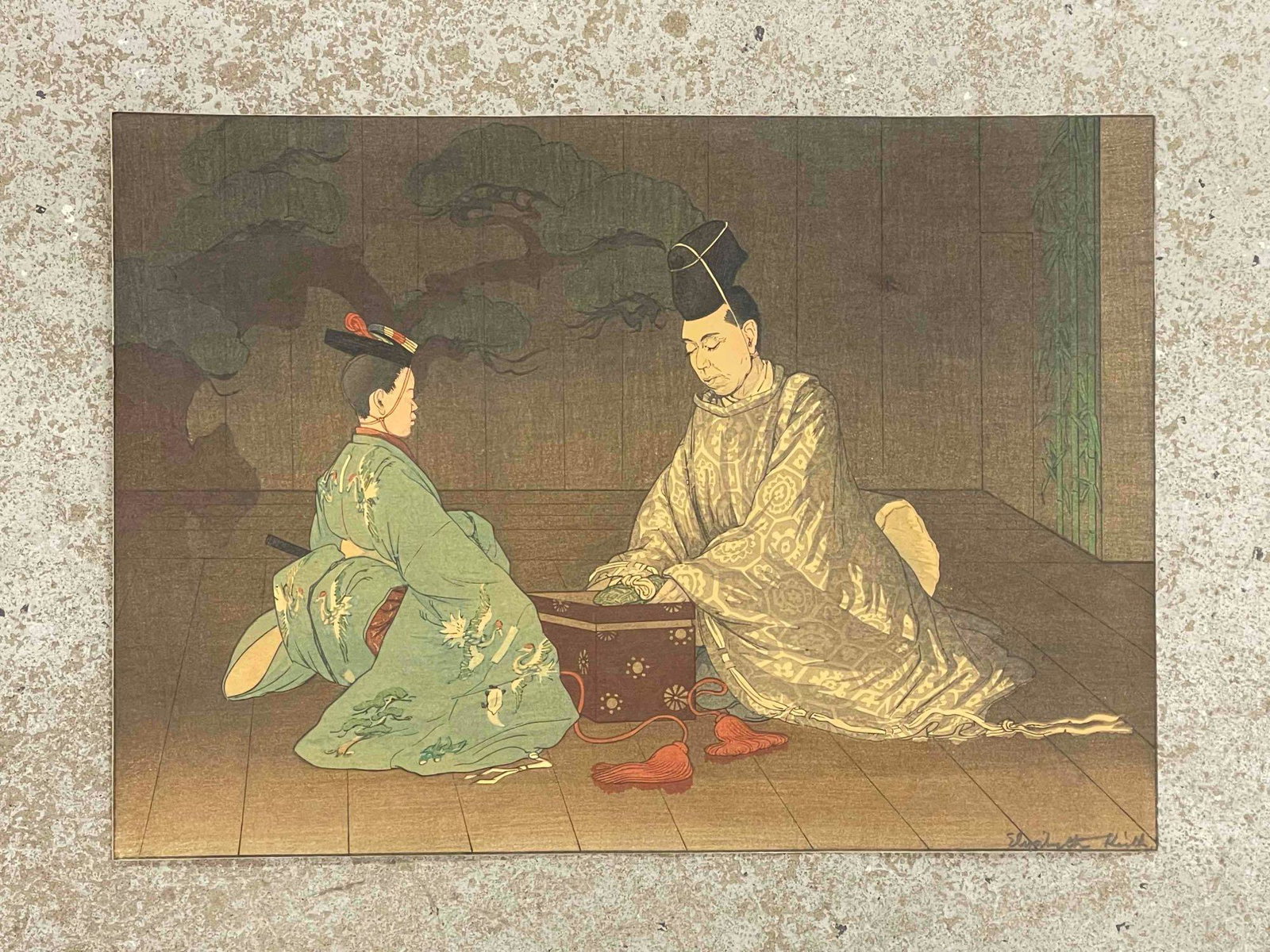 Elizabeth Keith. Signed Woodblock, Tea Ceremony (1 of 4)