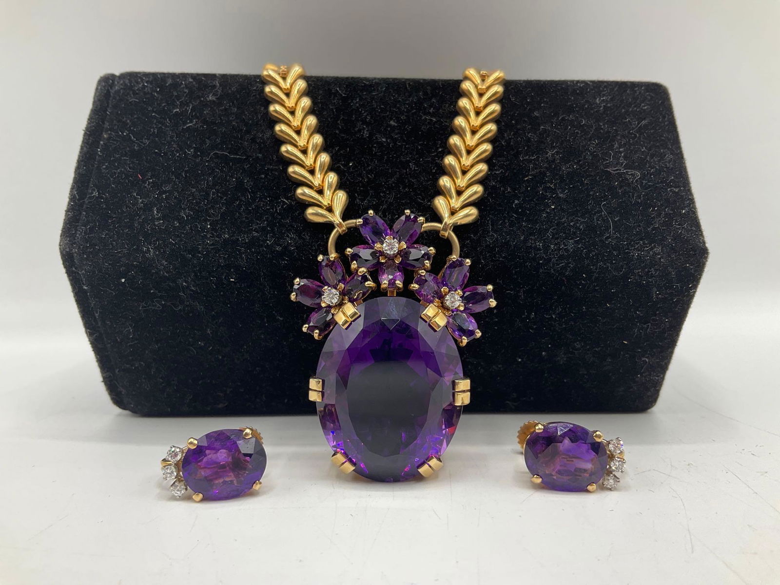 14K Amethyst and Diamond Demi-Parure (1 of 9)