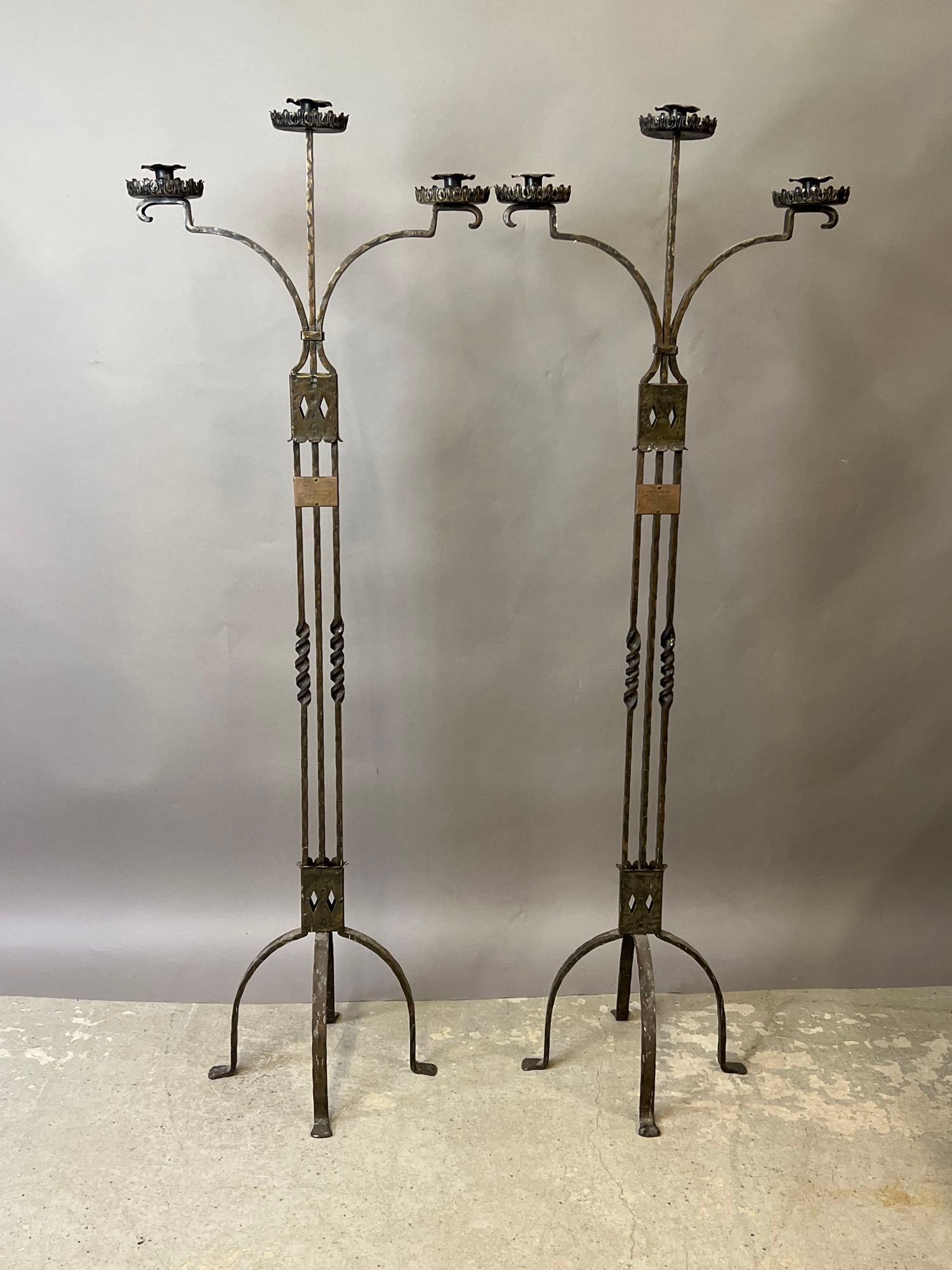 Pair of Gothic Revival Wrought Iron Torchieres (1 of 5)