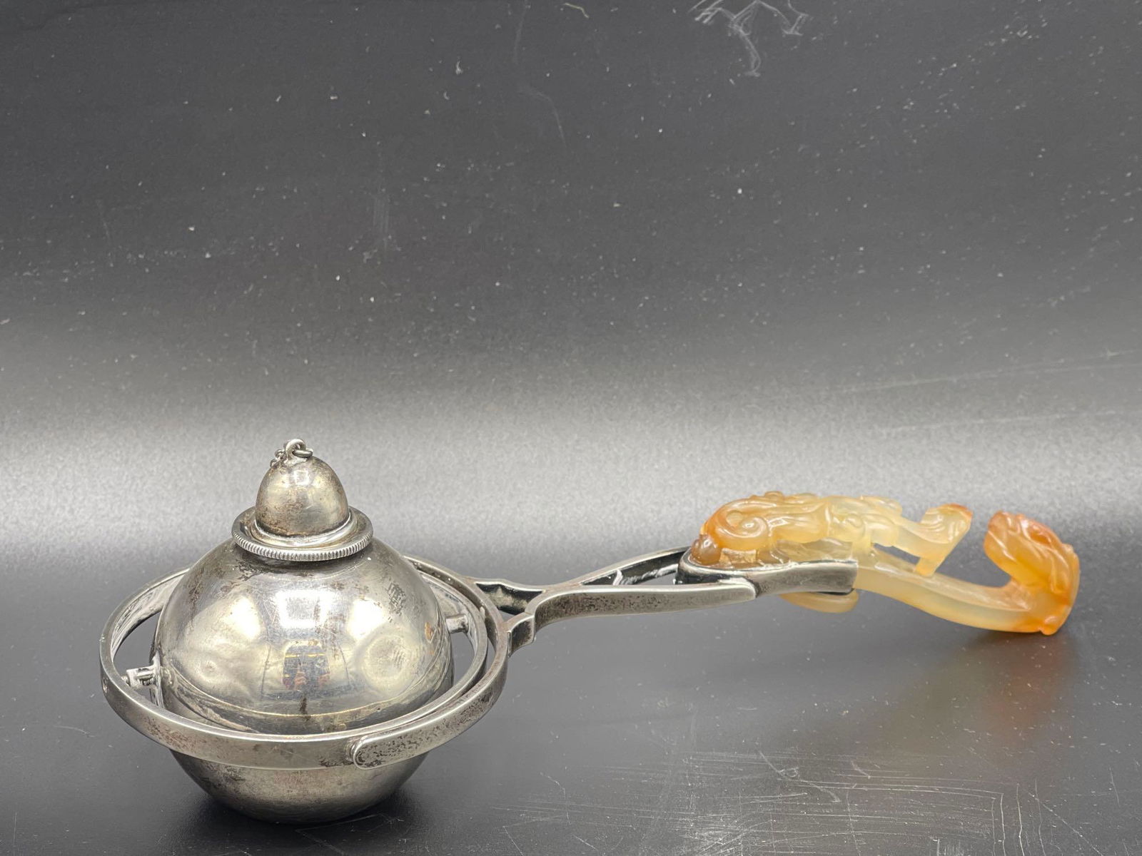 Chinese Silver and Carved Jade Table Lighter (1 of 5)