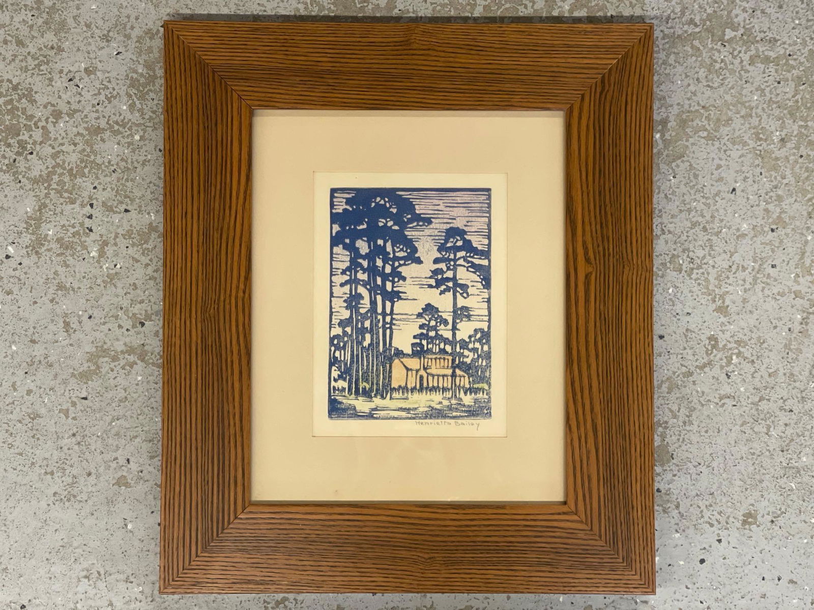 Henrietta Bailey. Signed Woodblock, Landscape (1 of 4)
