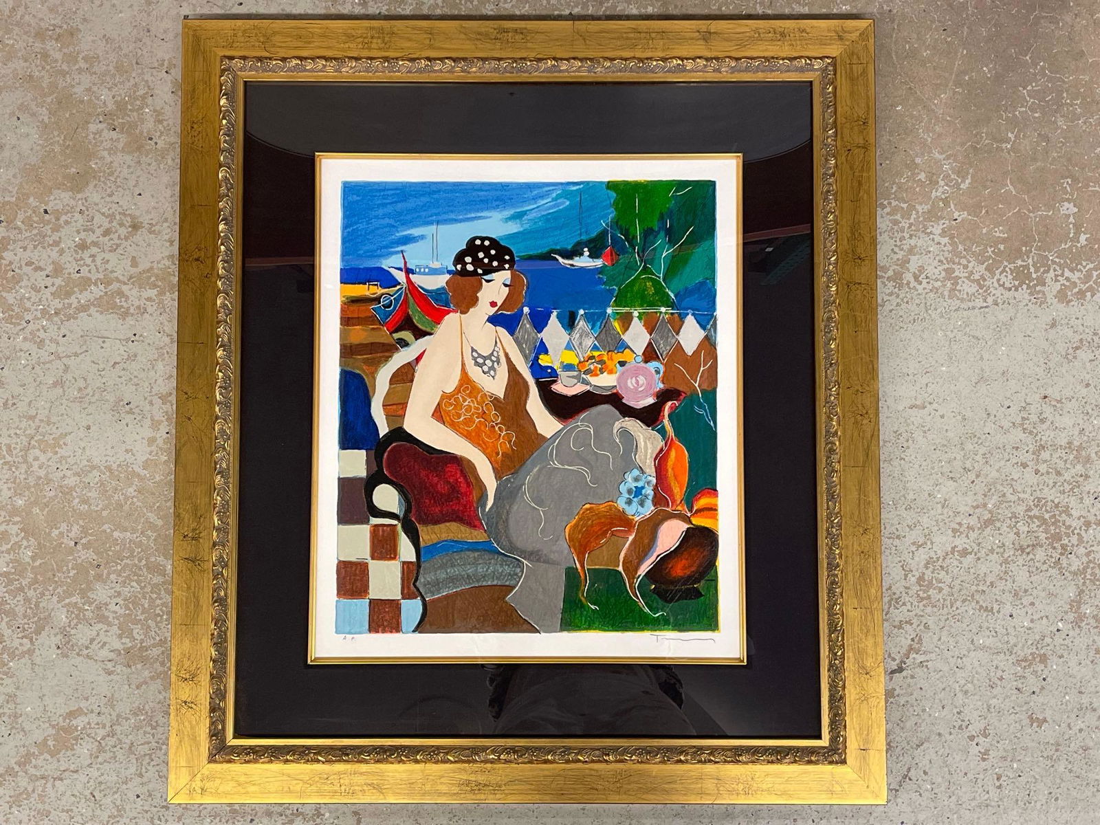 I. Tarkay. Signed Serigraph, Relaxing Afternoon (1 of 5)