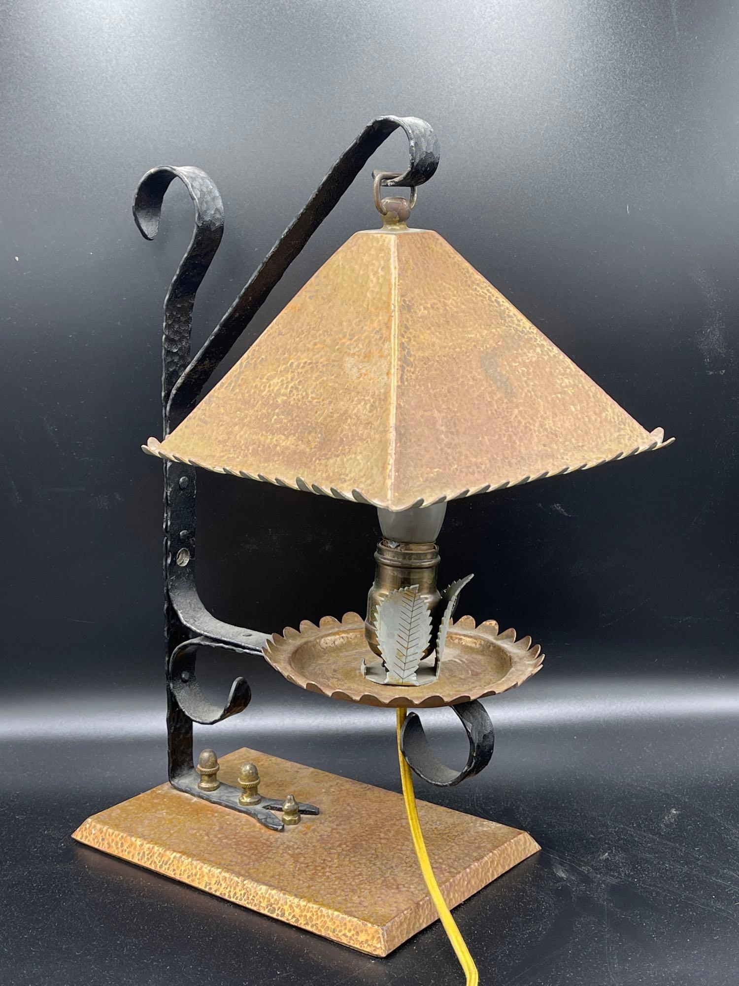 Iron and Copper Arts & Crafts Lamp (1 of 5)