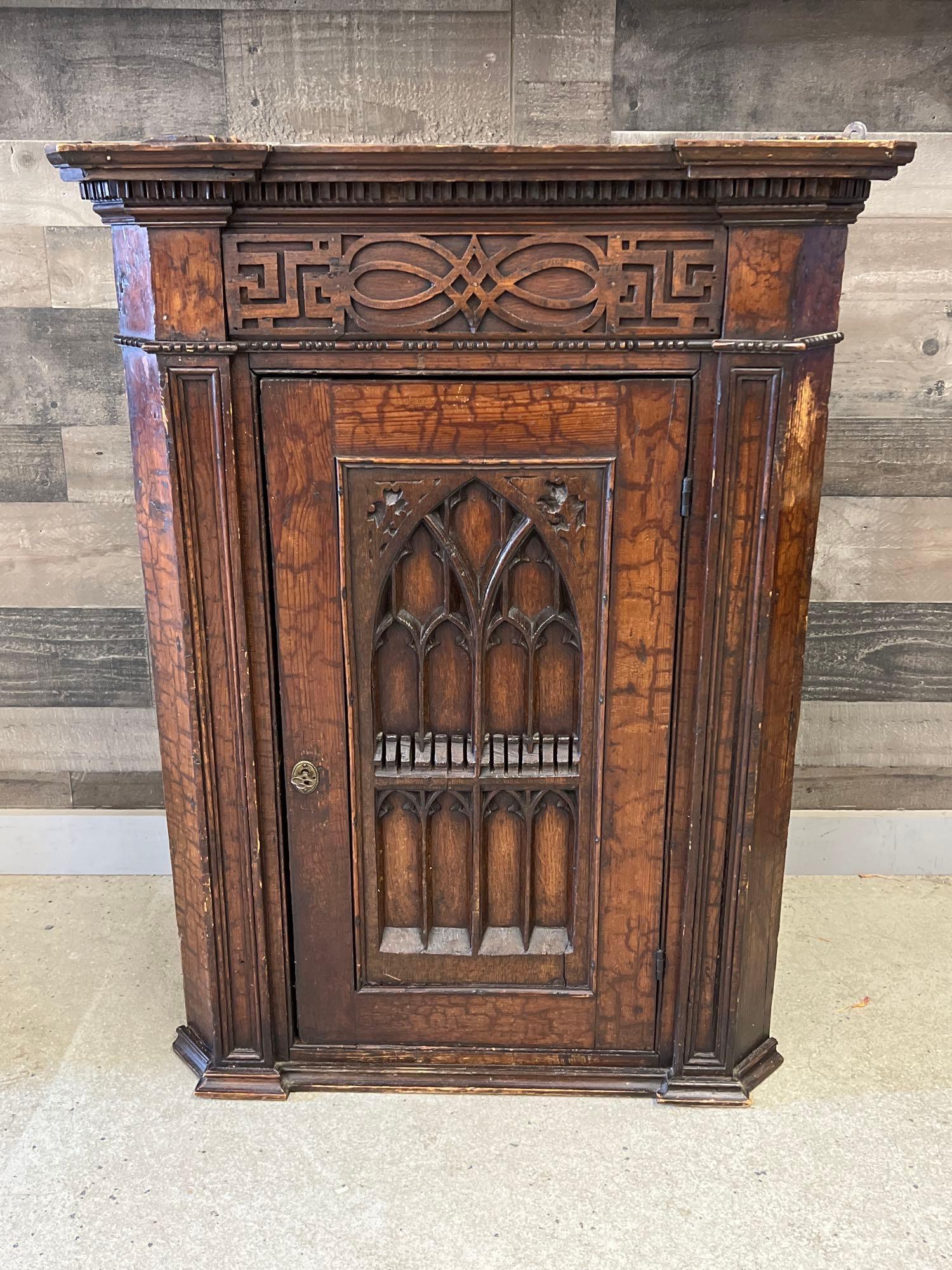 Gothic Revival Hanging Corner Cabinet (1 of 5)