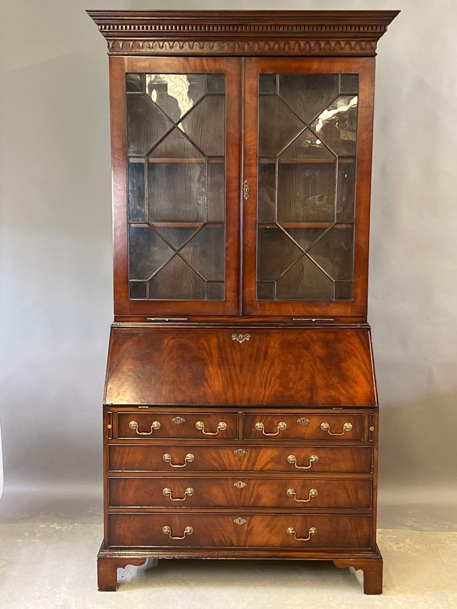 Georgian-style Mahogany Secretary Desk Bookcase (1 of 4)