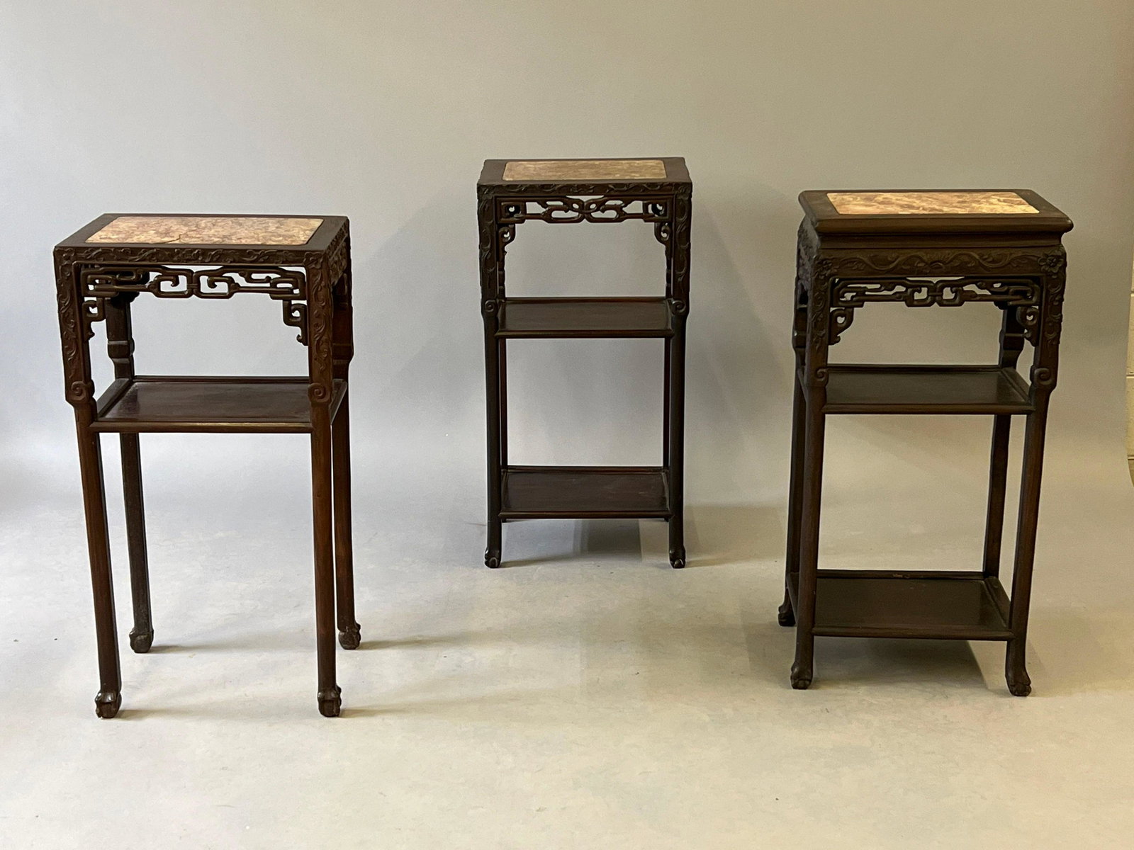 Three Chinese Carved Hardwood Fern Stands (1 of 5)