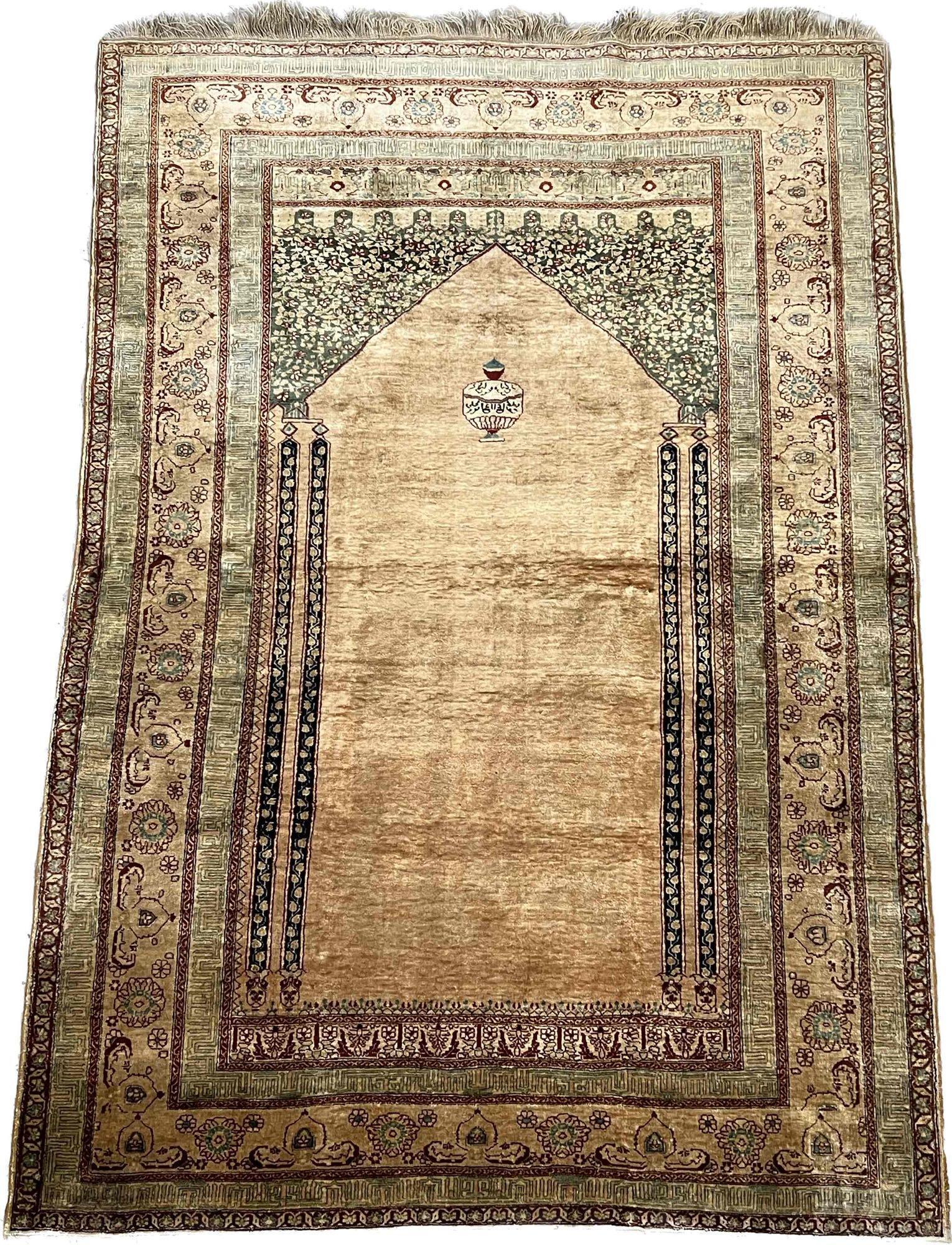 Persian Silk Prayer Rug, 5ft 10in x 4ft (1 of 6)