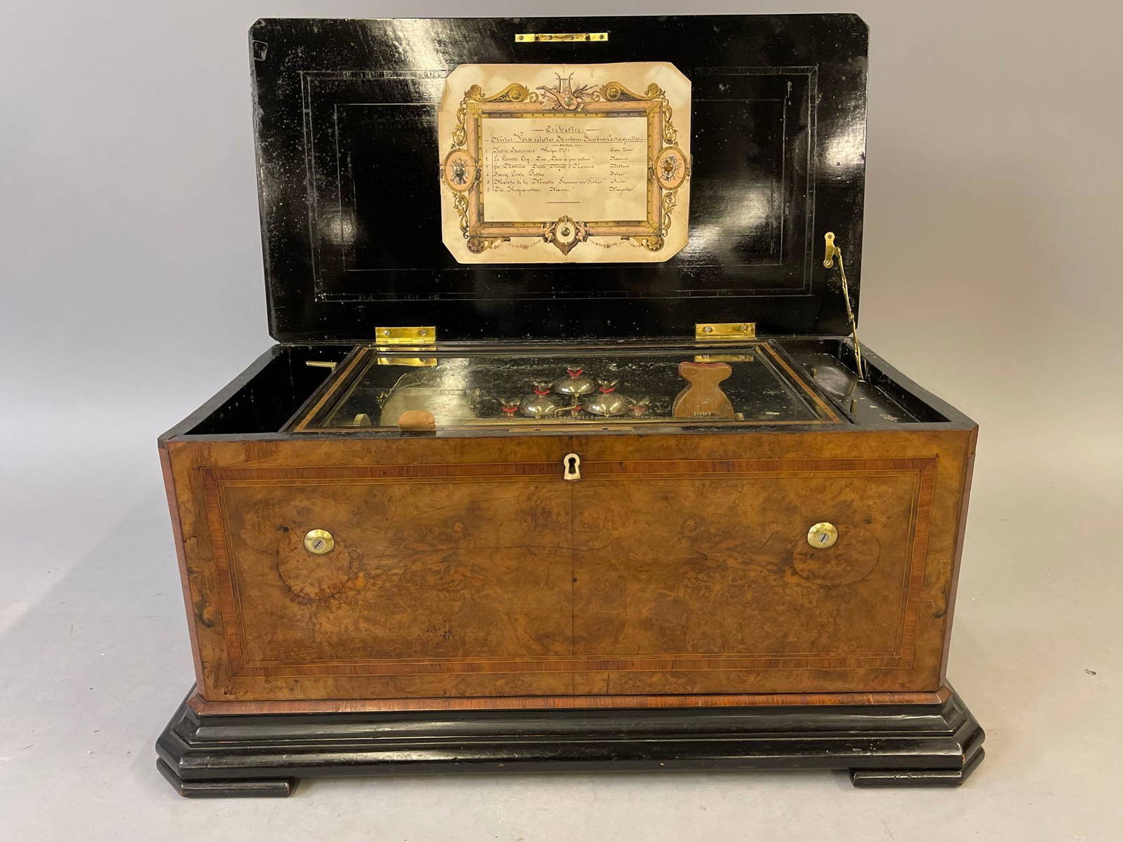 Swiss 19th C. Burl Wood Music Box Auction