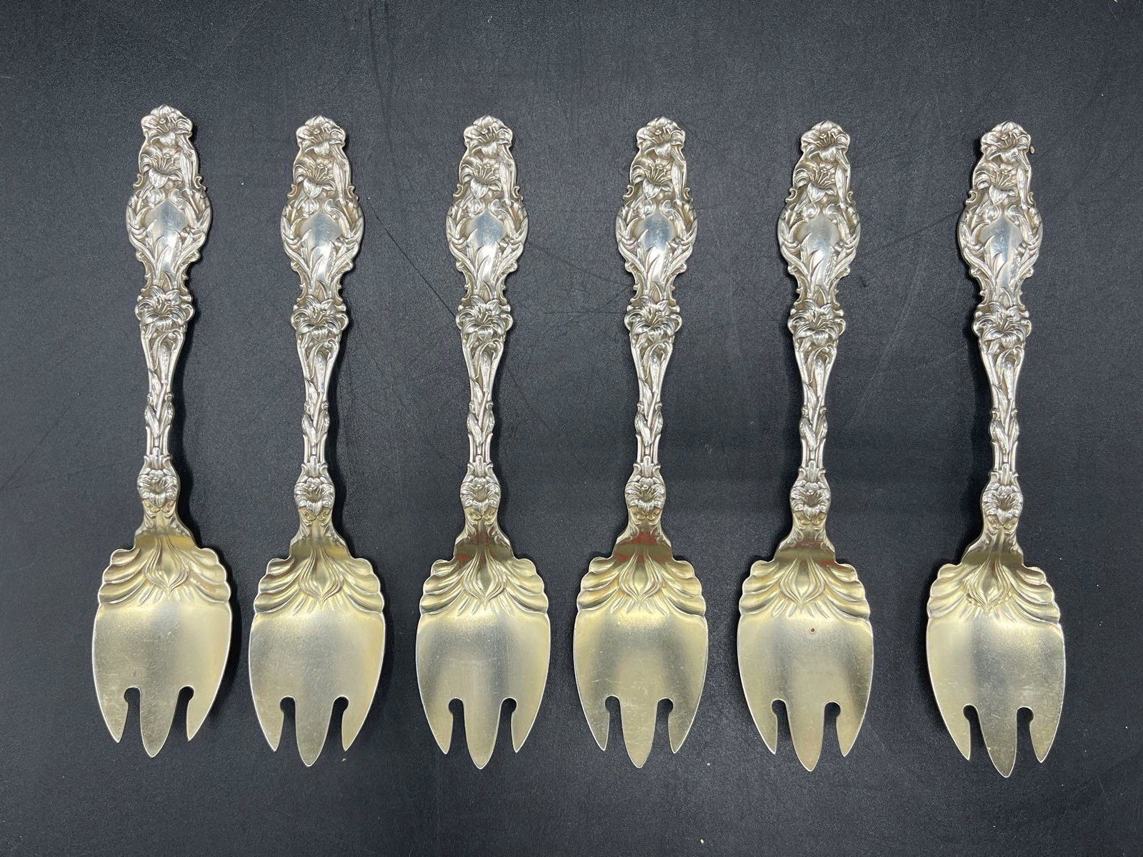 Six Whiting Sterling Lily Ice Cream Forks (1 of 6)