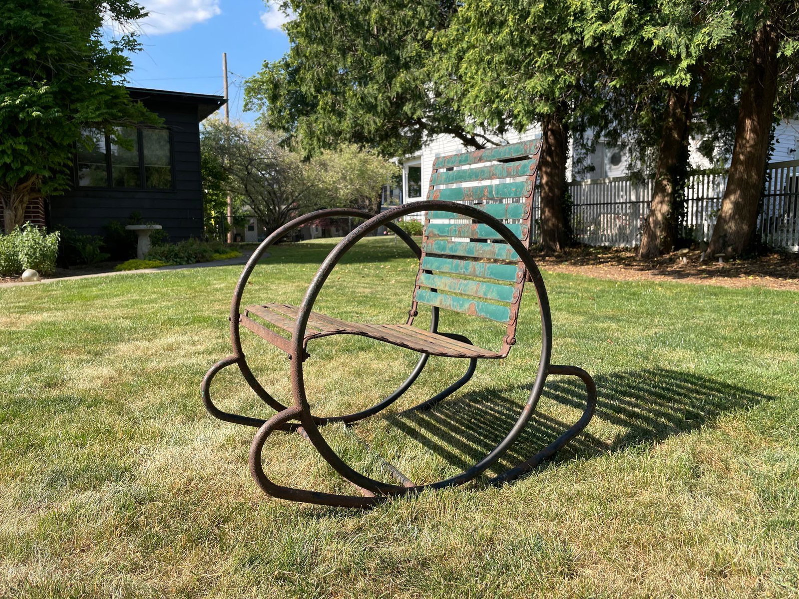 Wrought Iron Outdoor Folk Art Rocking Chair (1 of 8)