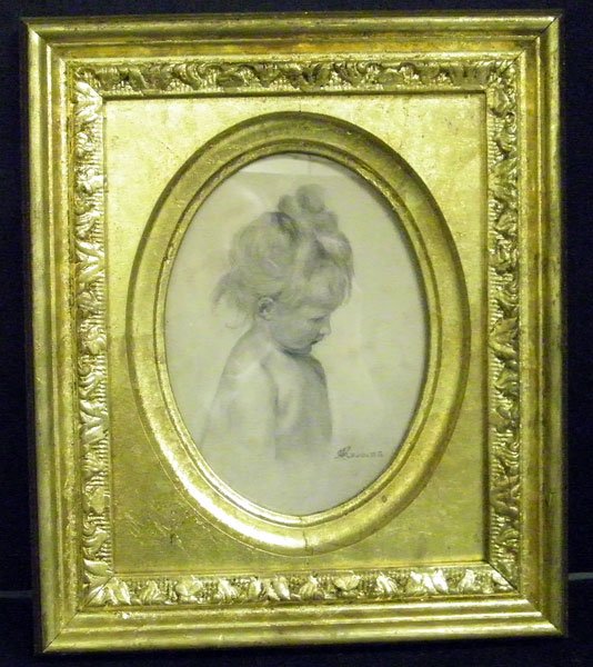 M. Robbins, Pencil Drawing: M. Robbins, Pencil Drawing. Portrait of child. 7-3/4" x 5-3/4".