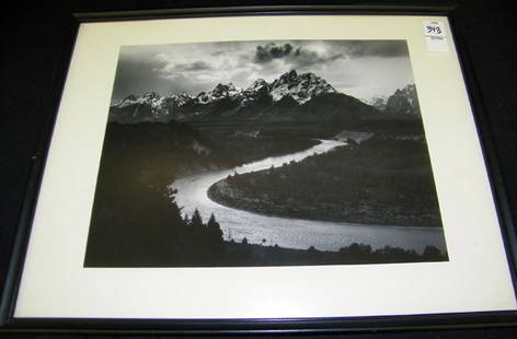 Ansel Adams, Photograph: Ansel Adams, Photograph. Titled Grand Tetons and Snake River, Wyoming. Matte opening: 10-1/4" x 13-1/4".