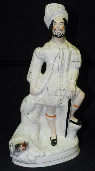Staffordshire Figurine: Staffordshire figurine, "The Lion Slayer". 15-3/4" tall.