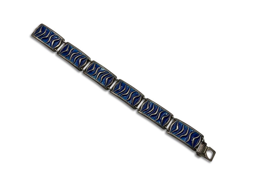David Andersen Sterling & Blue Enamel Bracelet (1 of 7)