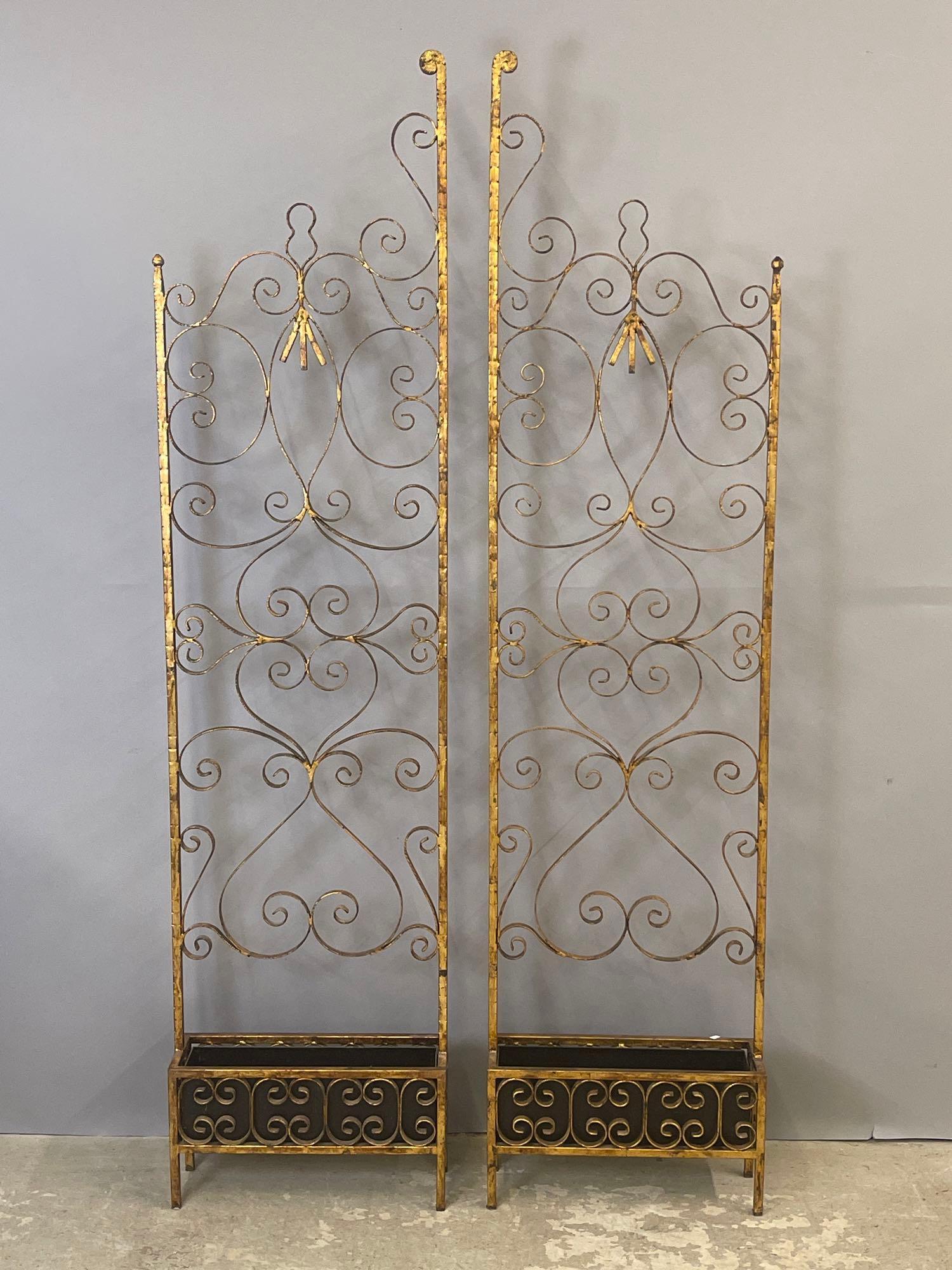 Pair of Gilt Regency-style Iron Planters (1 of 5)