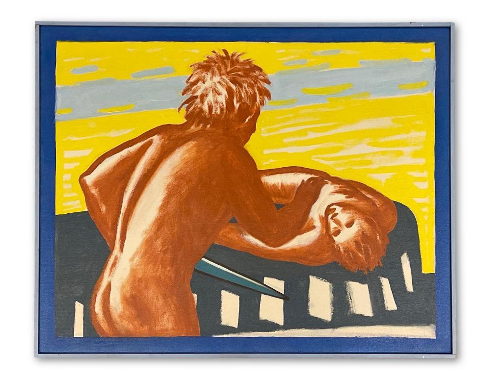 Charles Munch. Oil/Canvas, Sacrifice of Isaac: Charles Munch (Wisconsin, 20th C.) An oil on canvas titled "Sacrifice of Isaac". Signed, titled, dated 1985 verso. Canvas: 20in x 25in. Frame: 20-3/4in x 25-1/2in. | Philadelphia Metro area and NYC cu