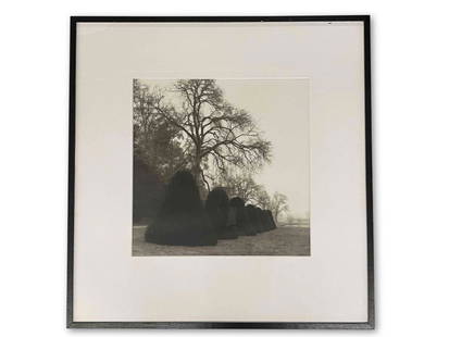 Lynn Geesaman. Photograph, Chateau d'Escliment: Lynn Geesaman (American, 1928-2020). A black and white silver gelatin photograph landscape, titled "Chateau d'Escliment". Attributed verso. Mat opening: 18-1/2in x 18-1/2in. Frame: 32-1/2in x