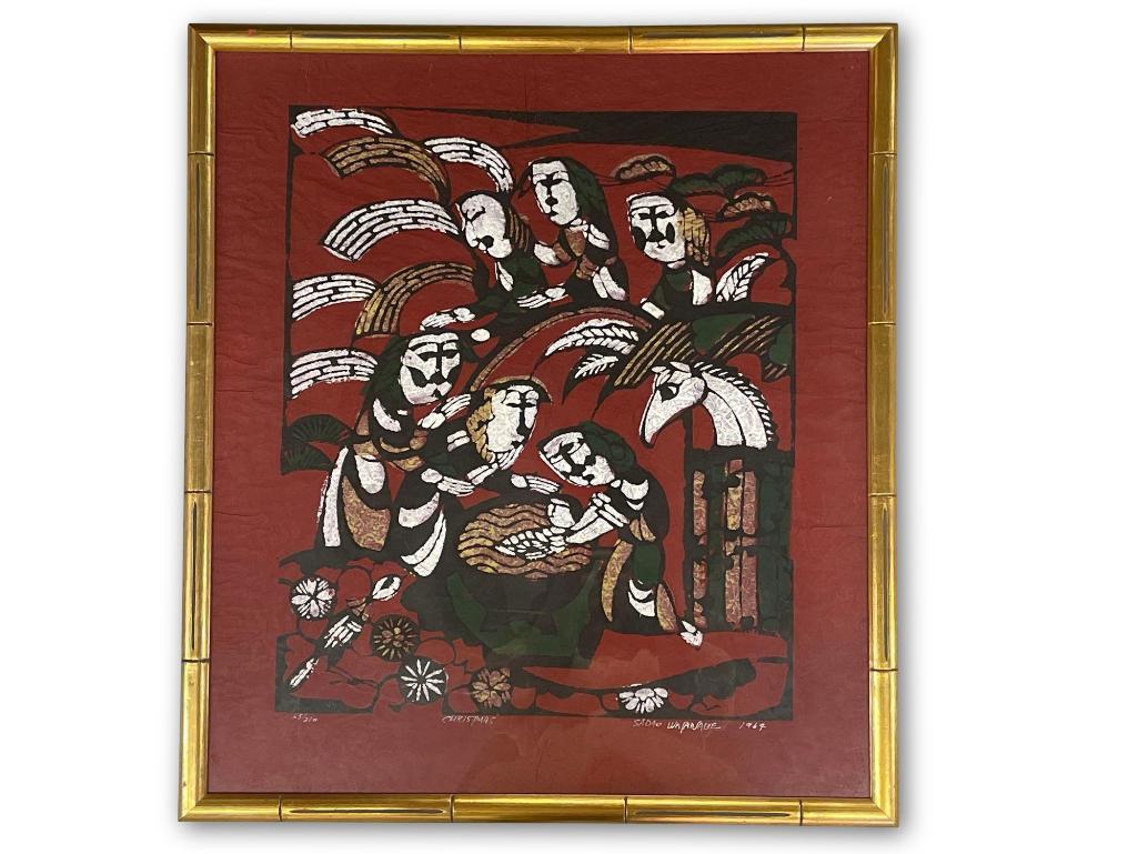 Sadao Watanabe. Signed Woodblock, Christmas (1 of 6)