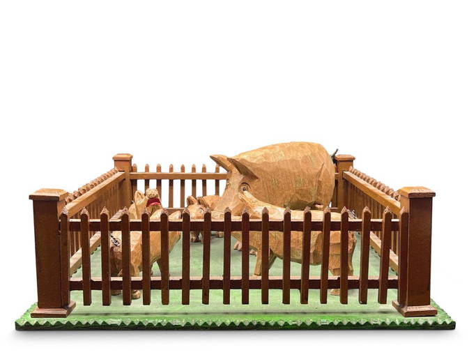 Timothy Strawser Folk Art Wood Pig Pen