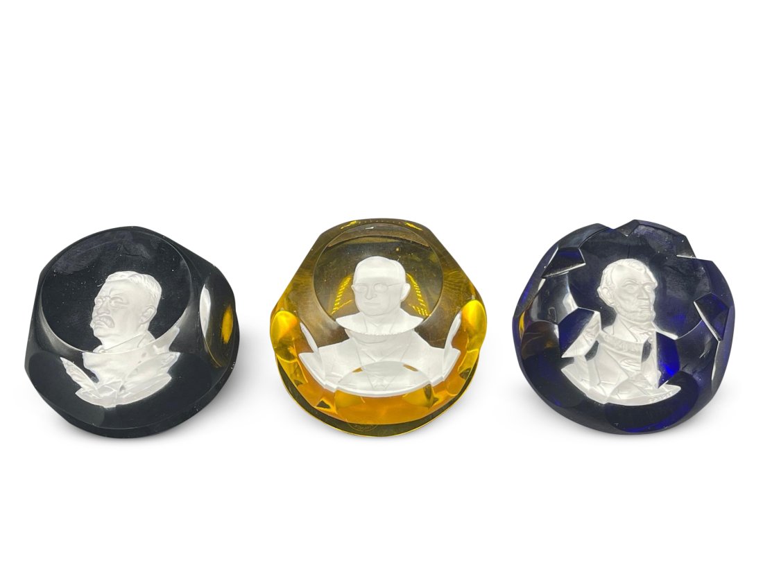 Three Baccarat Crystal President Paperweights (1 of 10)
